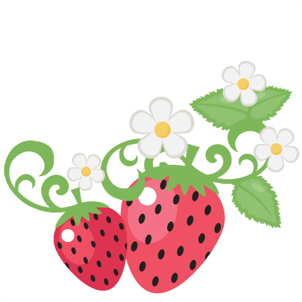 Berry Clipart Cute Strawberry - Strawberries And Flowers Clipart (432x432)