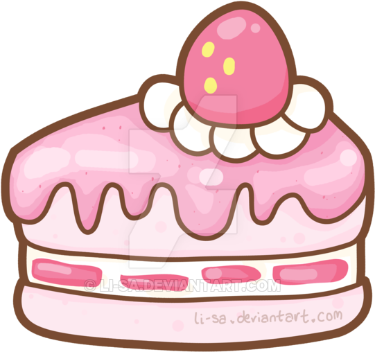 Strawberry Yoghurt Cake By Li-sa - Cake Cute Drawing (600x565)