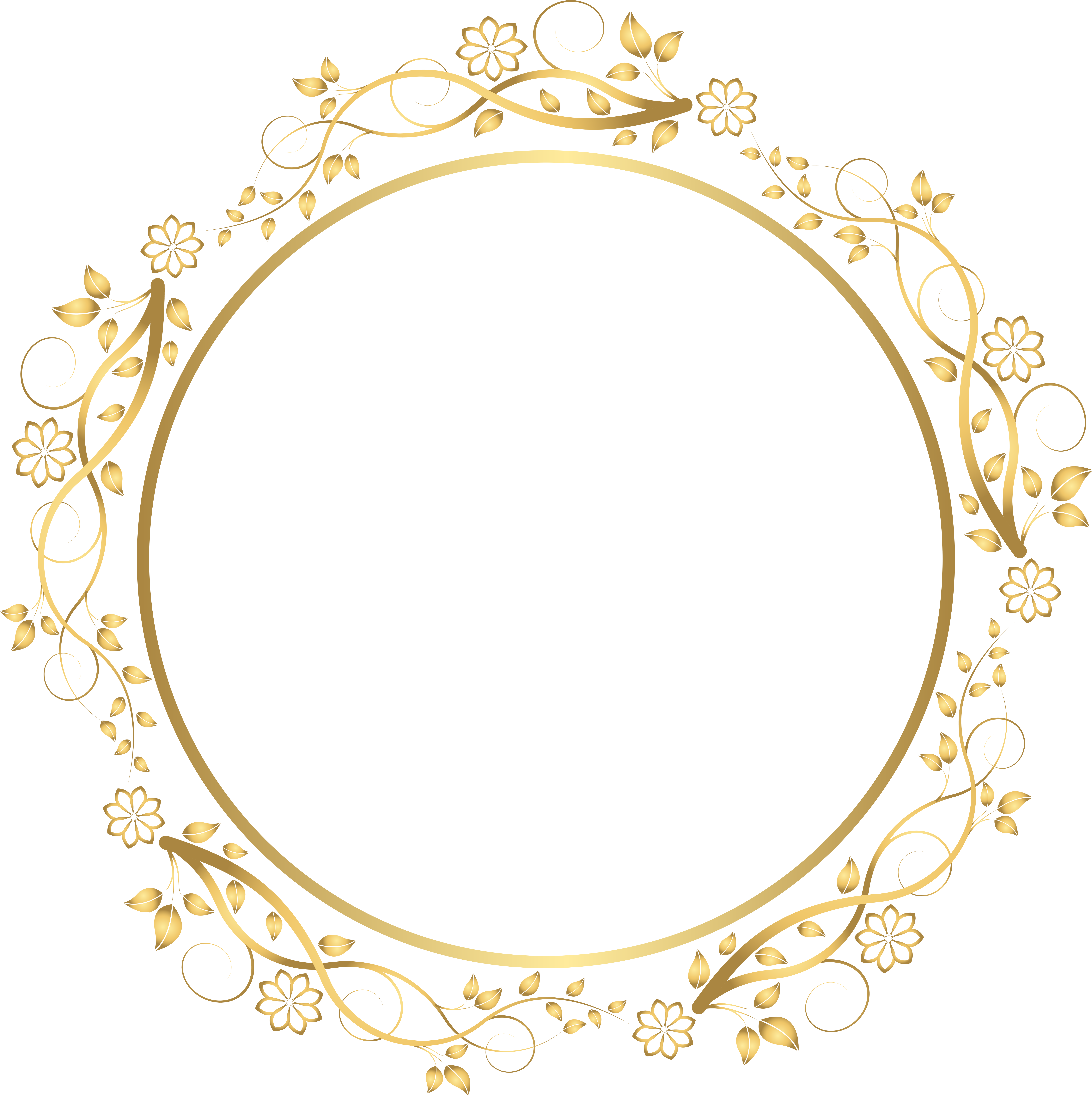 Round Floral Shadows French Border Png Pictures - Gold Floral Border Png (7976x8000)