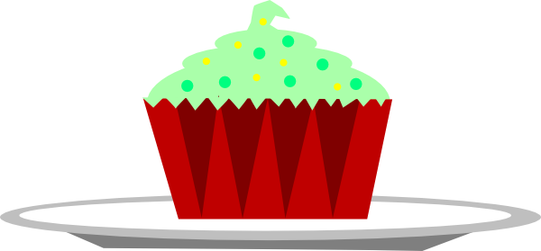 Christmas Cupcake With Sprinkles On A Plate Clip Art - Cupcake On Plate Cartoon (600x279)