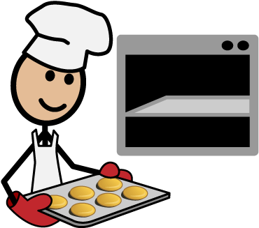 Put Cookies In Oven - Put Into Oven Clipart (394x336)