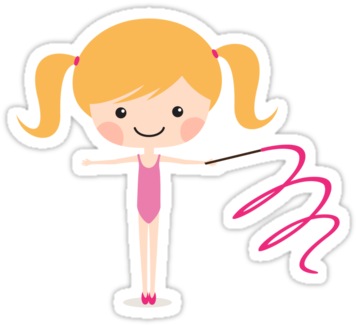 Cute Blond Cartoon Girl Stickers - Cute Gymnastic Cartoon Girls (375x360)