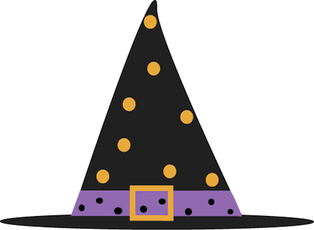 Polka Dot Witch Hat - Cute Halloween Witch Hat Clipart (850x622)
