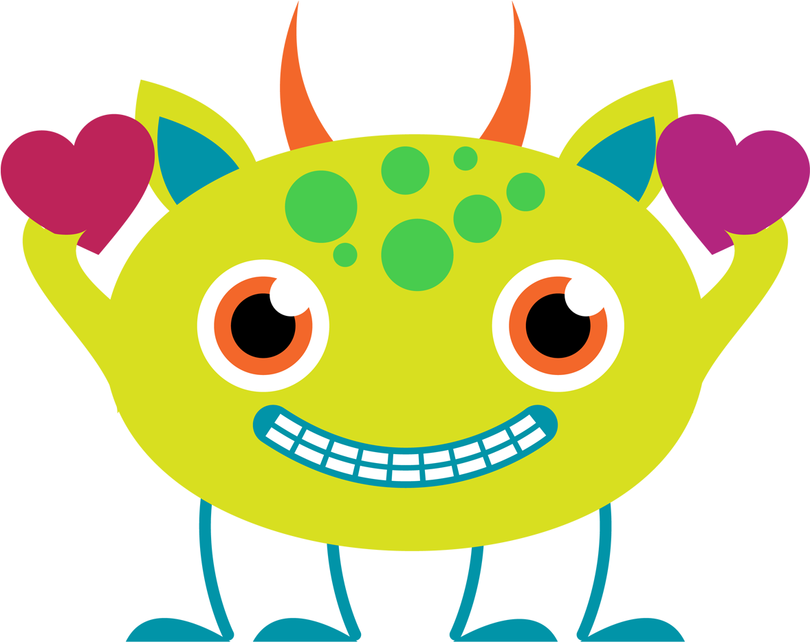 Monster Clipart Line Art - Applicable Pun Four Legged Yellow Monster With Perfect (1200x952)