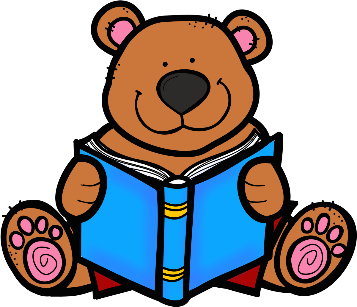 Love Reading Clipart Collection - Bear Reading A Book Clipart (1370x1105)