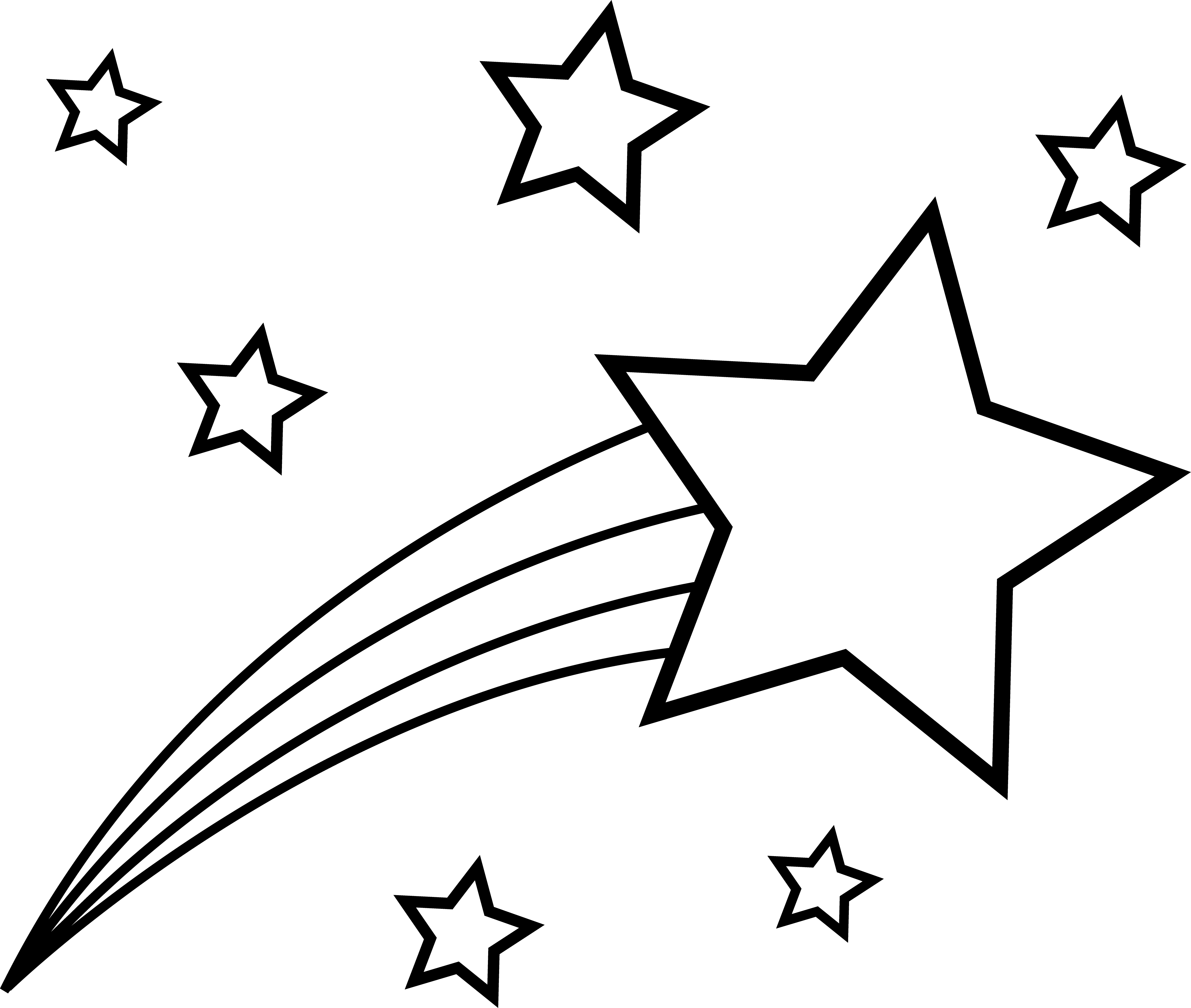 Shooting Star Colorable Line Art - Shooting Star Coloring Pages (5221x4421)