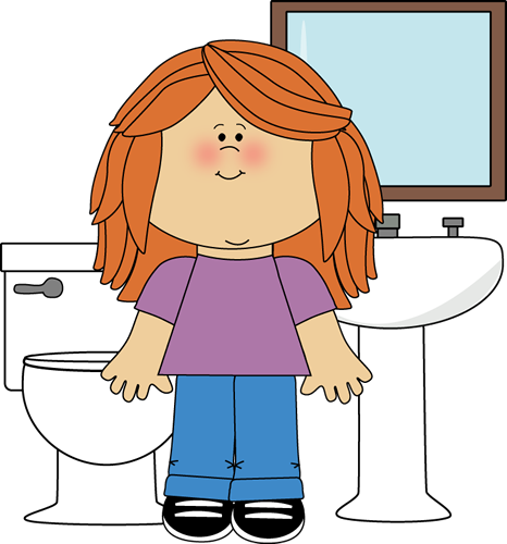 Girl Clean Bathroom Clipart - Bathroom Monitor Clipart (466x500)