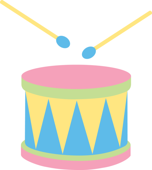 Pastel Kids Drum - Cute Drum Clipart (493x550)