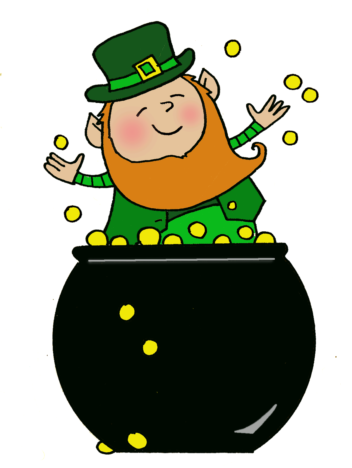 Leprechaun Pot Of Gold Clipart (1203x1600)