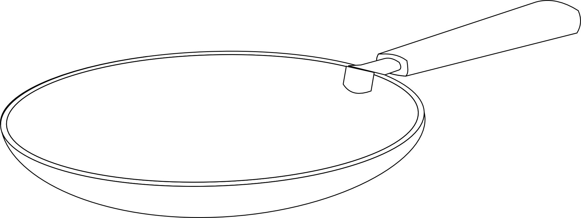 Food Padella Frying Pan Black White Line Art Scalable - Black And White Frying Pan (1969x741)