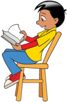 Boy Reading A Book - Boy Sitting On A Chair Cartoon (420x420)