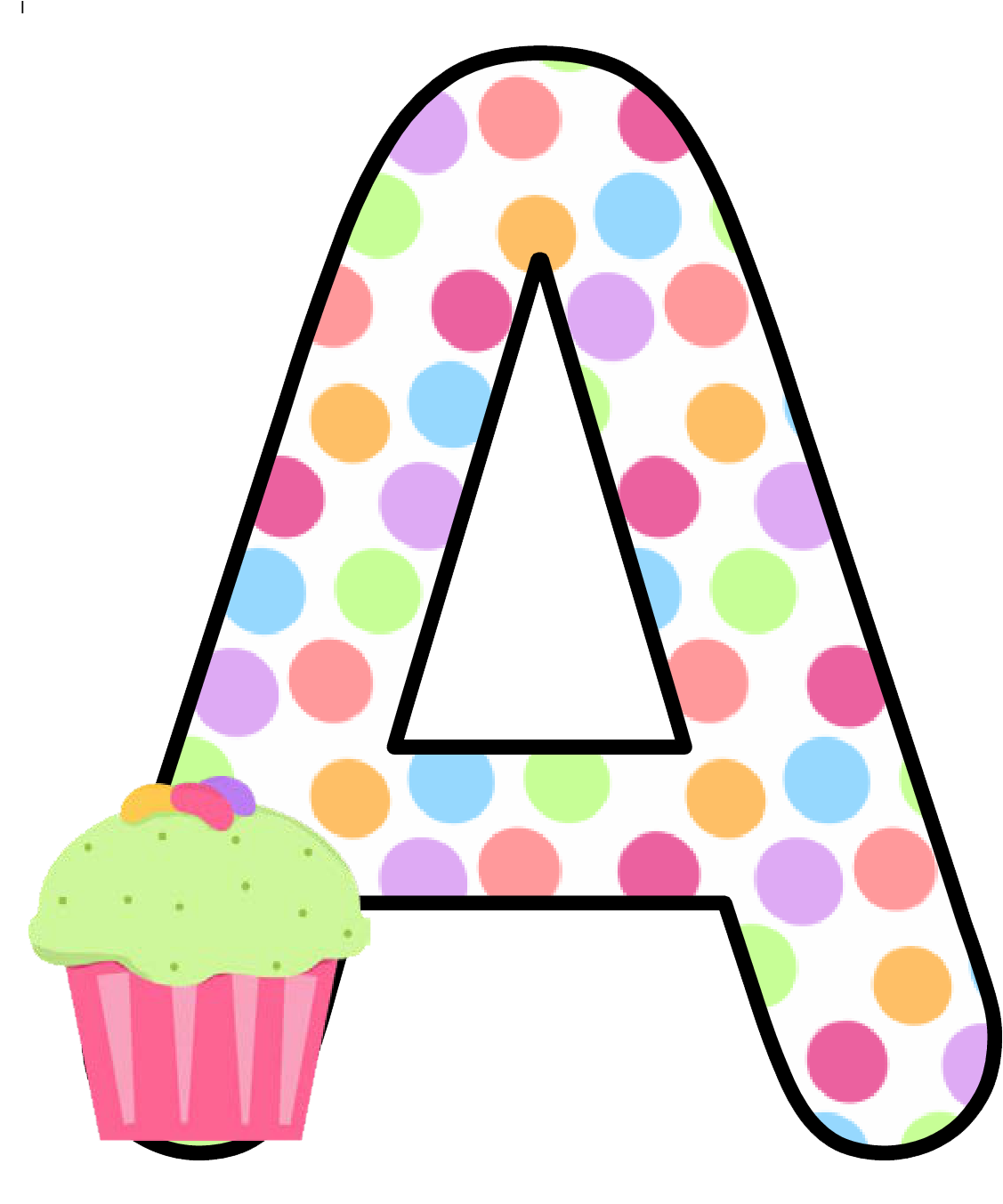 Ch B *✿* Alfabeto Cupcake De Kid Sparkz - Polka Dot Letters Clipart Az (1157x1352)