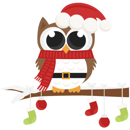 Owl Scrapbook Clip Art Christmas Cut Outs For Cricut - Christmas Owl Clip Art (432x432)