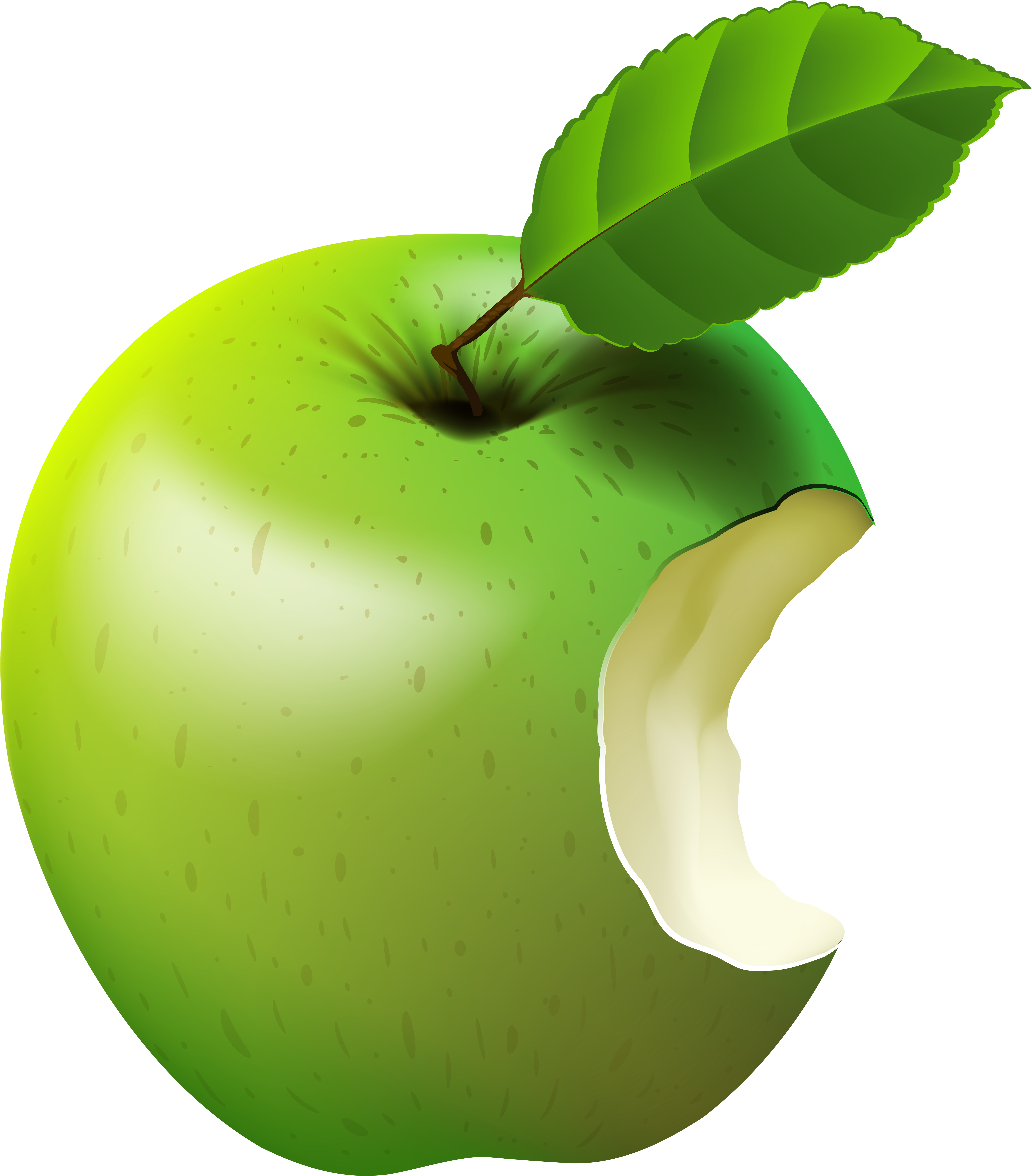 Bitten Apple Green Transparent Clip Art Image - Bitten Green Apple Png (6817x8000)