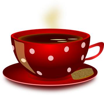 Cup Mug Coffee Hot Beverage Red Spots Cook - Hot Tea Cup Clip Art (357x340)