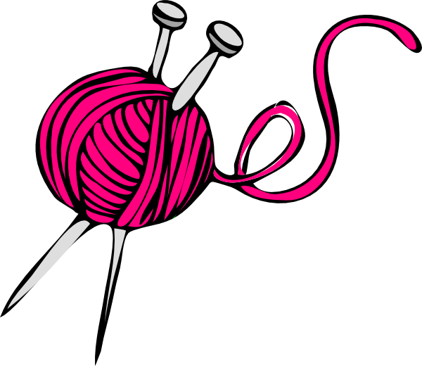 Pink Yarn Clip Art At Clker Com Vector Clip Art Online - Knitting Drawing (600x520)