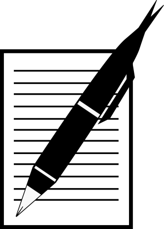 Pen Writing On Paper Clipart Letters - Pen And Paper Silhouette (333x464)