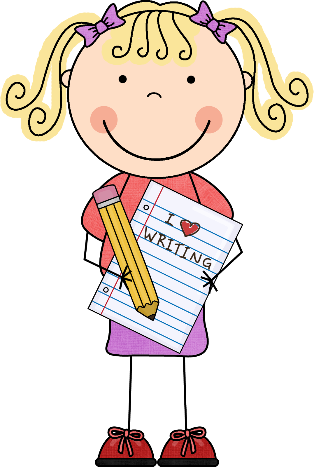 Girl Writing Clipart - Reading And Writing Poster (1077x1600)