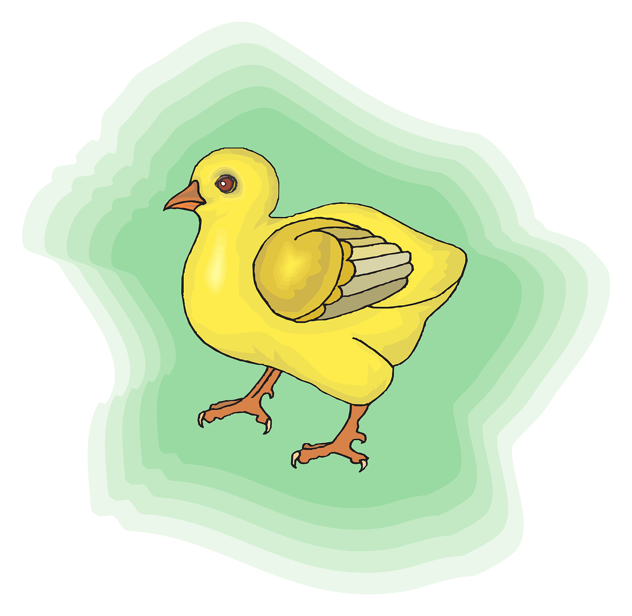 Baby, Green, Farm, Bird, Background, Chick, Animal - Background Ayam Kuning Cartoon (1280x1247)