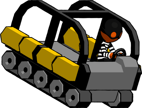 Orange Thief Man Driving Amphibious Tracked Vehicle - Royalty-free (550x420)