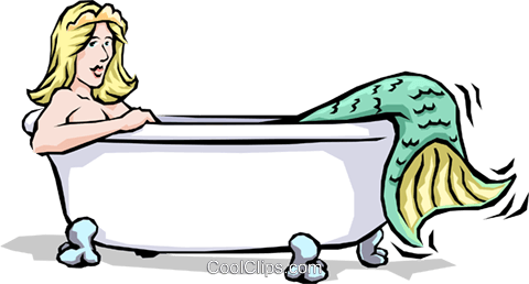 Mermaid In The Bathtub Royalty Free Vector Clip Art - Meerjungfrau In Der Badewanne (480x258)