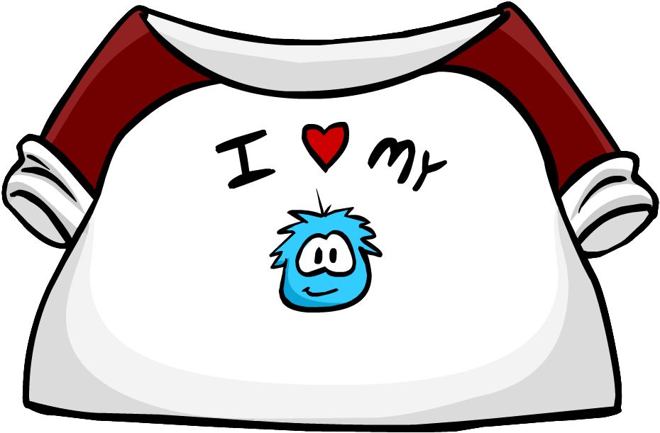I Love My Puffle T-shirt - Camisetas Yo Amo A Mi Puffle Azul Clubpenguinwikia (951x626)