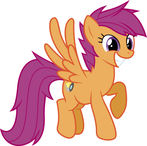 Kraysee, Dead Source, Female, Flying, Grin, Happy, - Mlp Cutie Mark Crusaders (607x600)