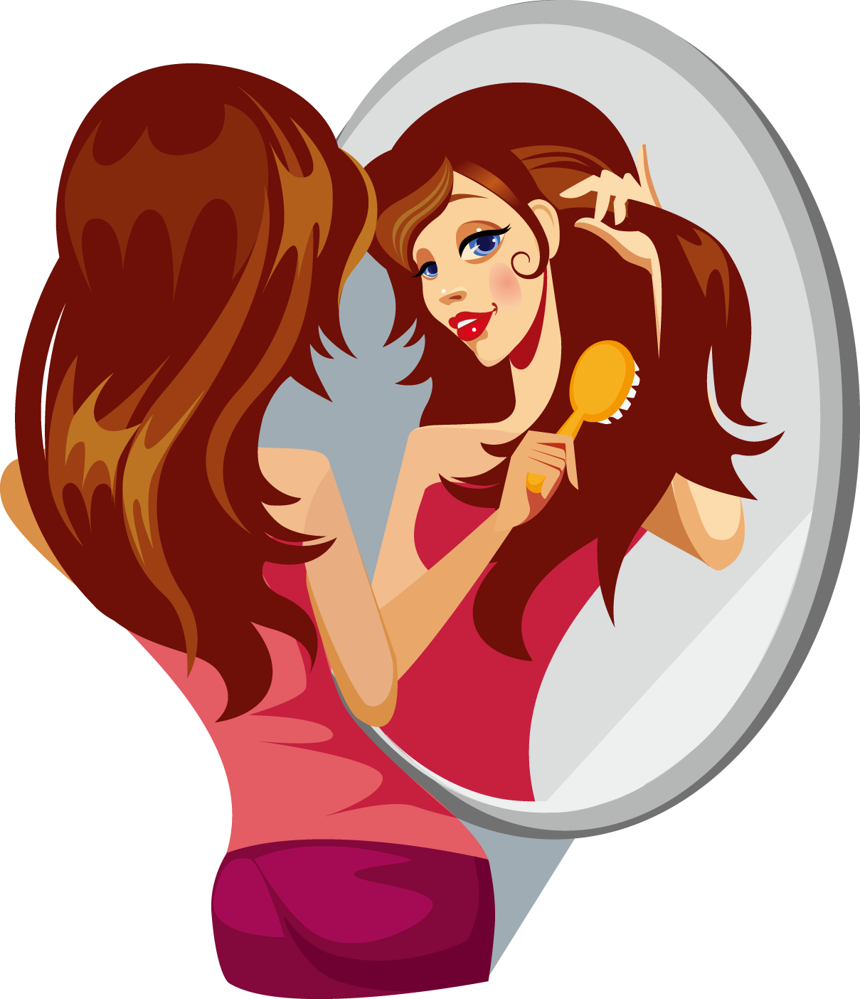 Girl Fixing Her Hair Clipart (1209x1404)