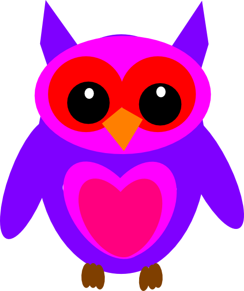 Purple Gray Owl Rosie Clip Art At Clker - Cartoon Clip Art Owls (498x595)