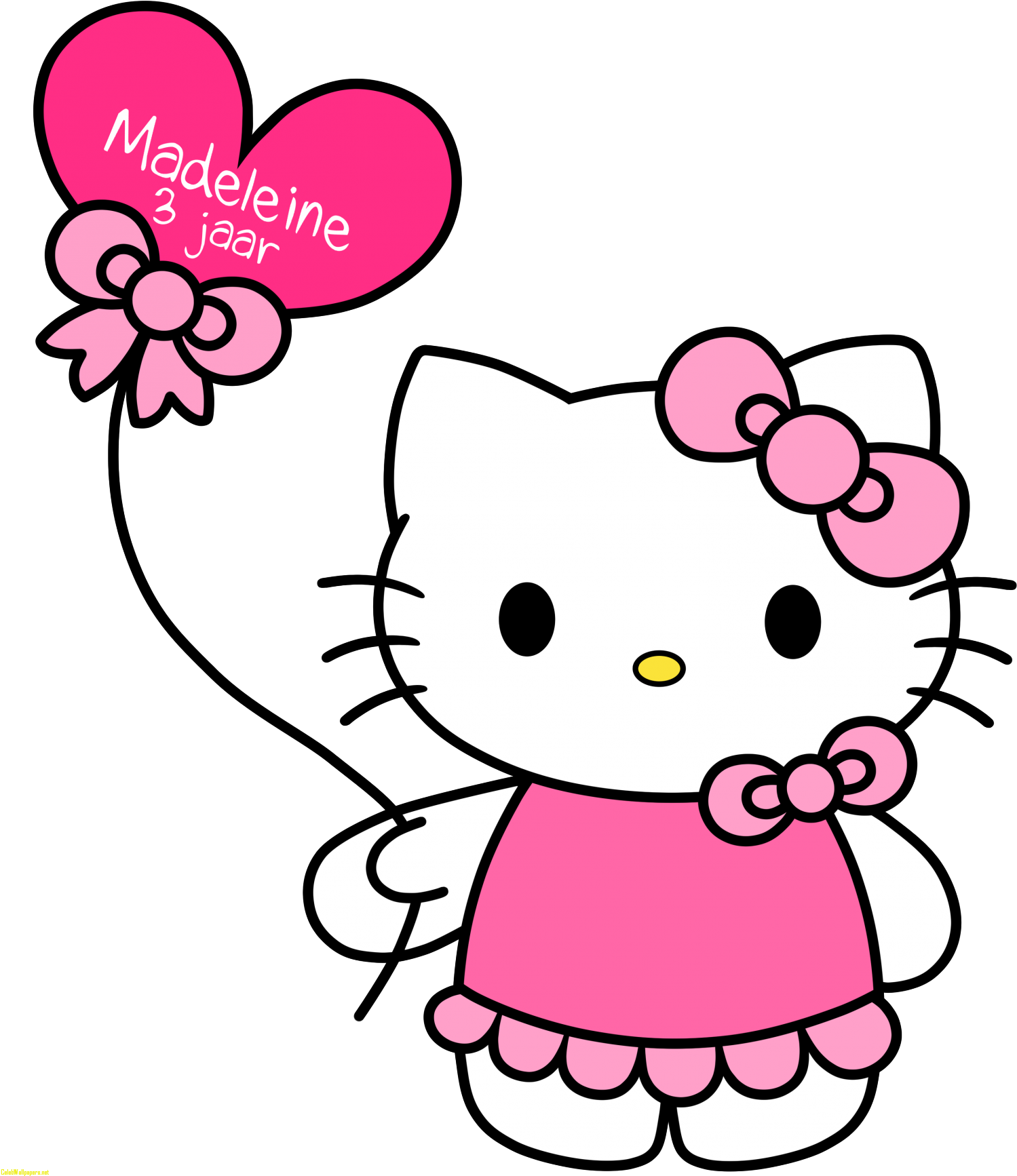 Hello Kitty With Balloons Free Download Clip Art Best - Hello Kitty Pink Png (1600x1792)