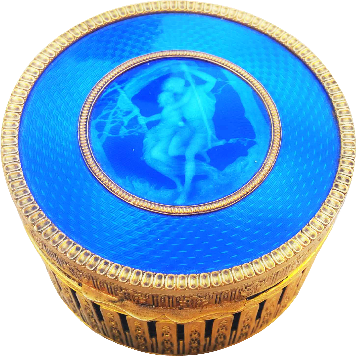 Spectacular France 1900's Blue Guilloche Translucent - Circle (1455x1455)