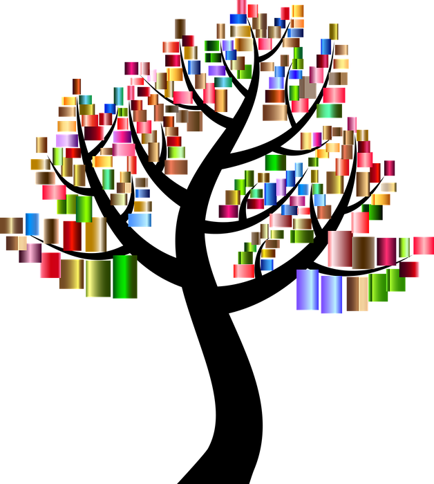 Floral, Forest, Tree - Arvore Colorida Png (628x700)