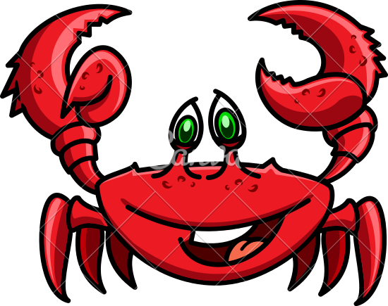 Fun Smiling Red Cartoon Crab - Crabby Cartoon Character (550x435)