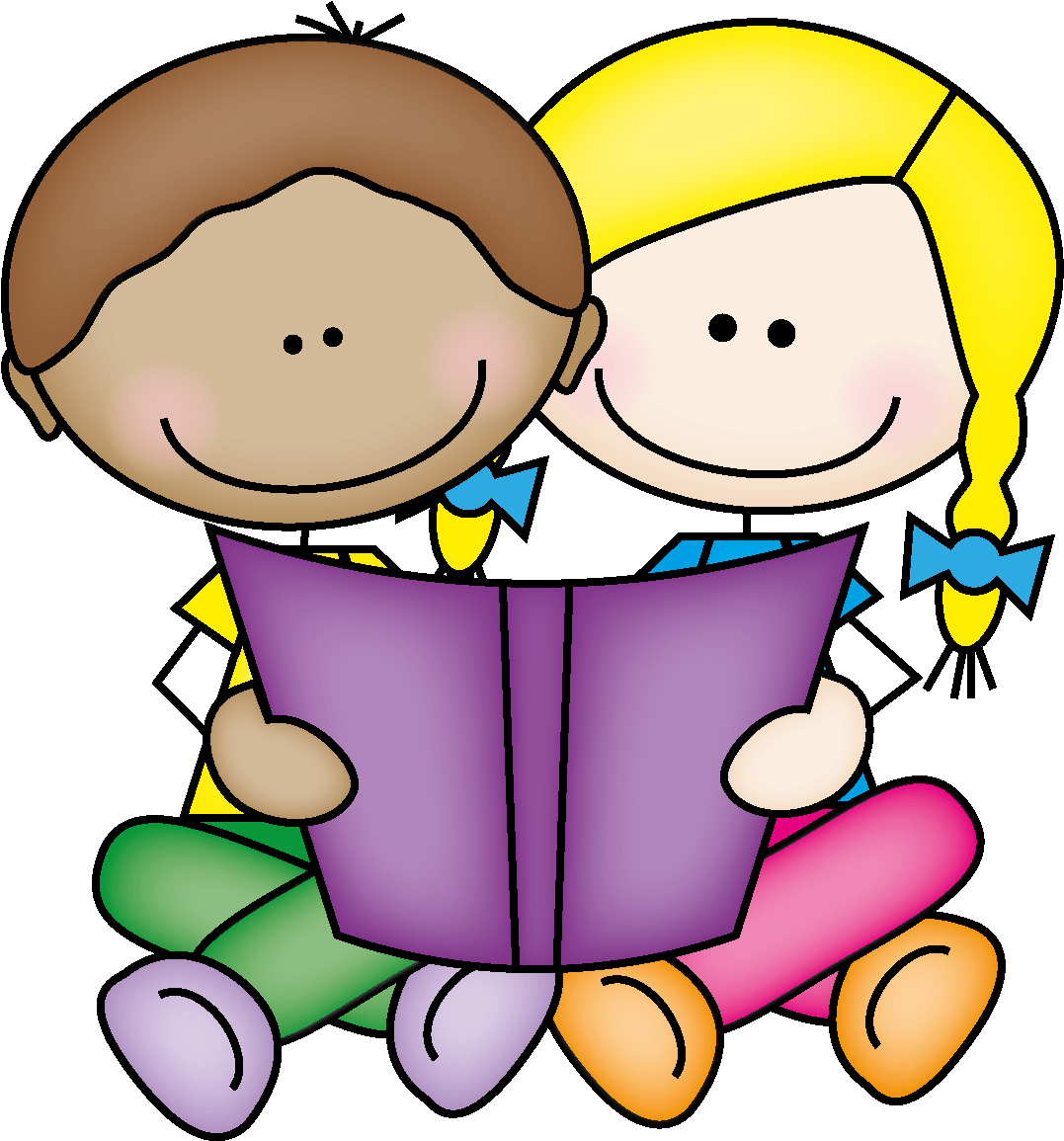Clipart Of Kids Reading On Rug - Read With A Buddy (1233x1279)