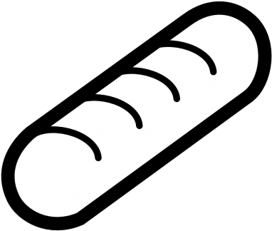 Hot Dog Clipart - Black And White Baguette (400x400)