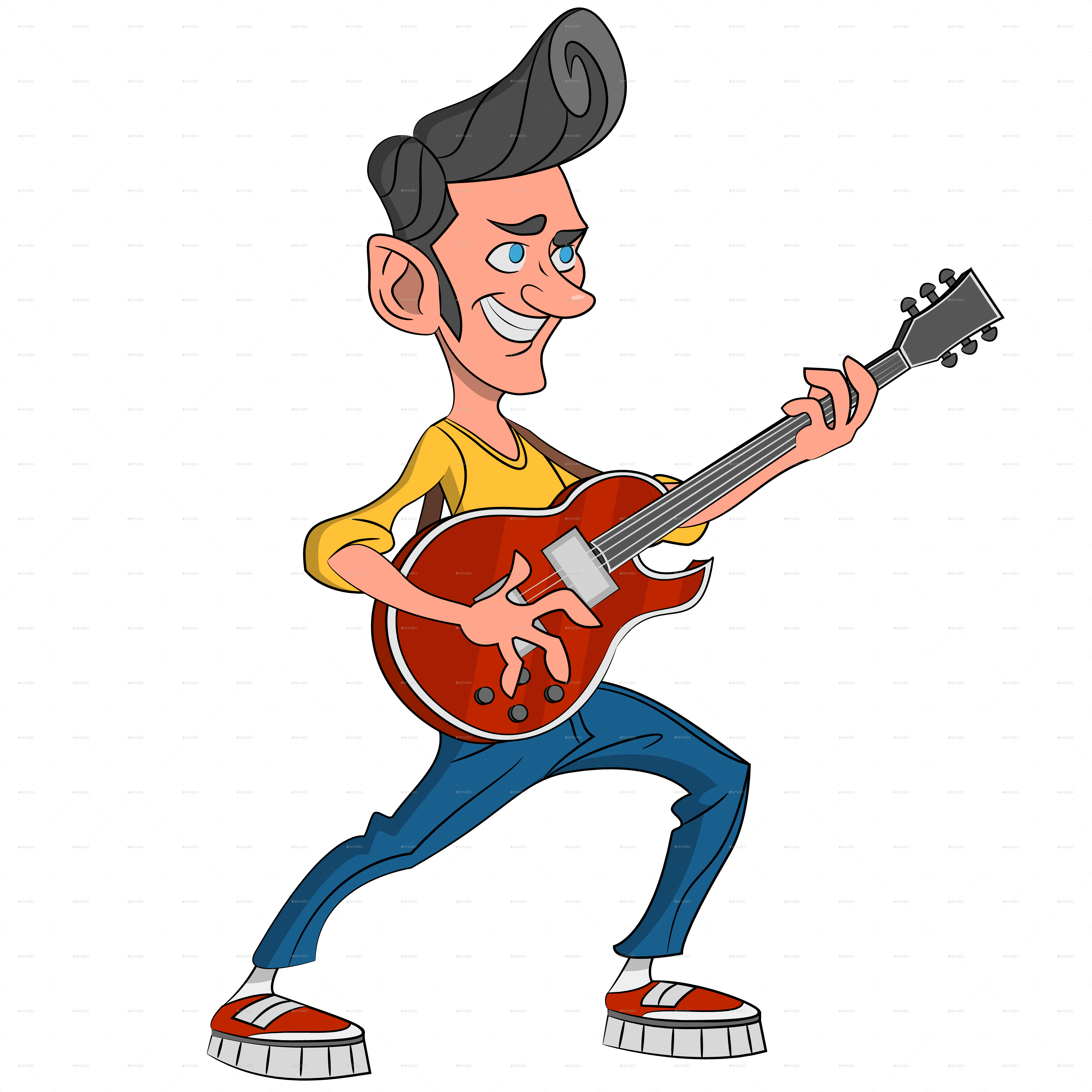 Guitarist Guitarist - Guitar Player Cartoon Png (6000x6000)