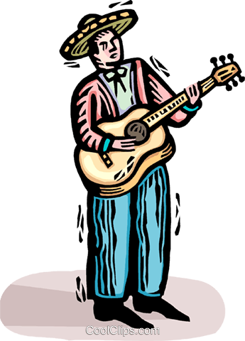 Guitar Player Royalty Free Vector Clip Art Illustration - Spanish Animations (345x480)