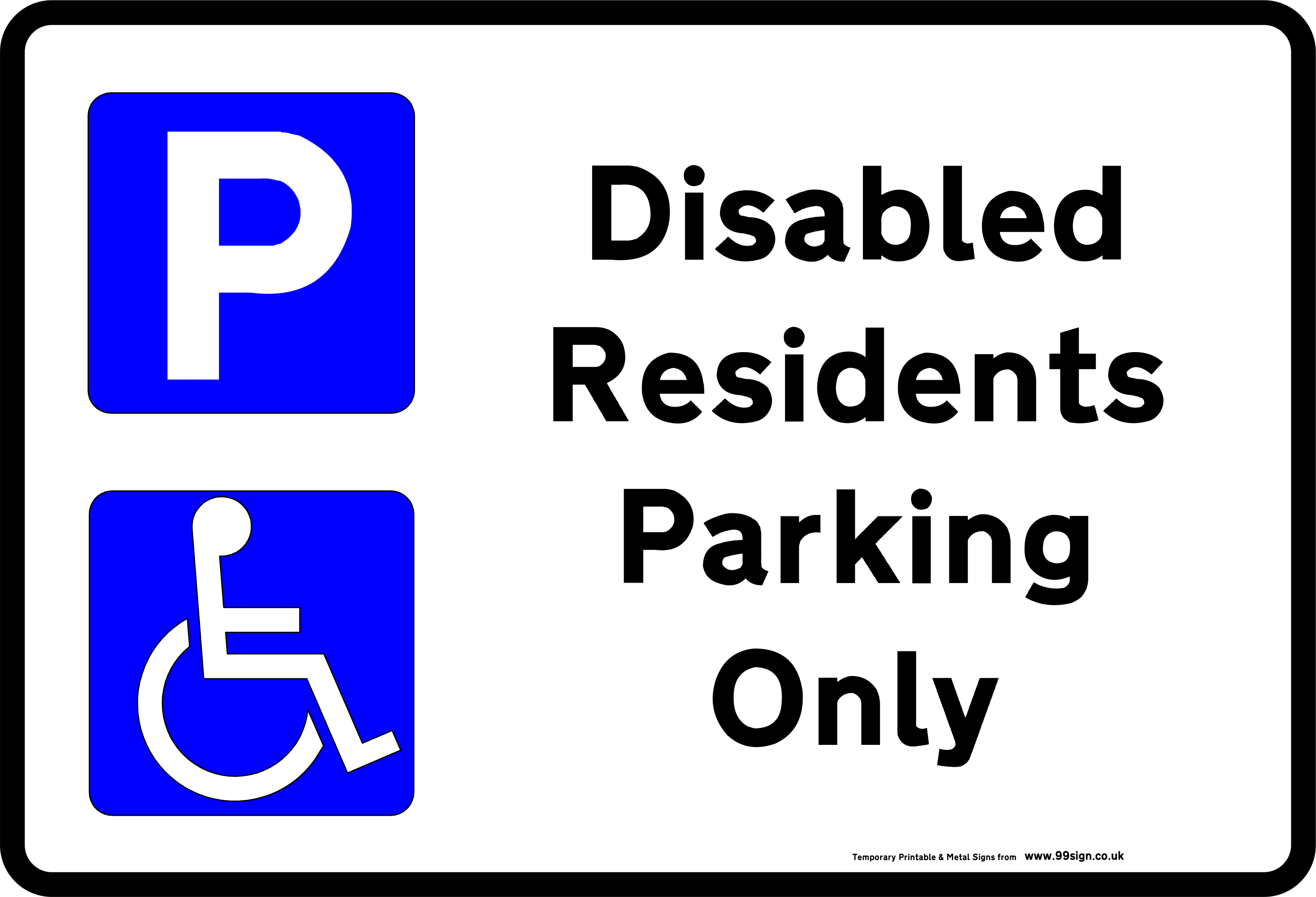 Printable Disabled Parking Signe Template For Residents - Blue Badge Parking Signs (3140x2140)