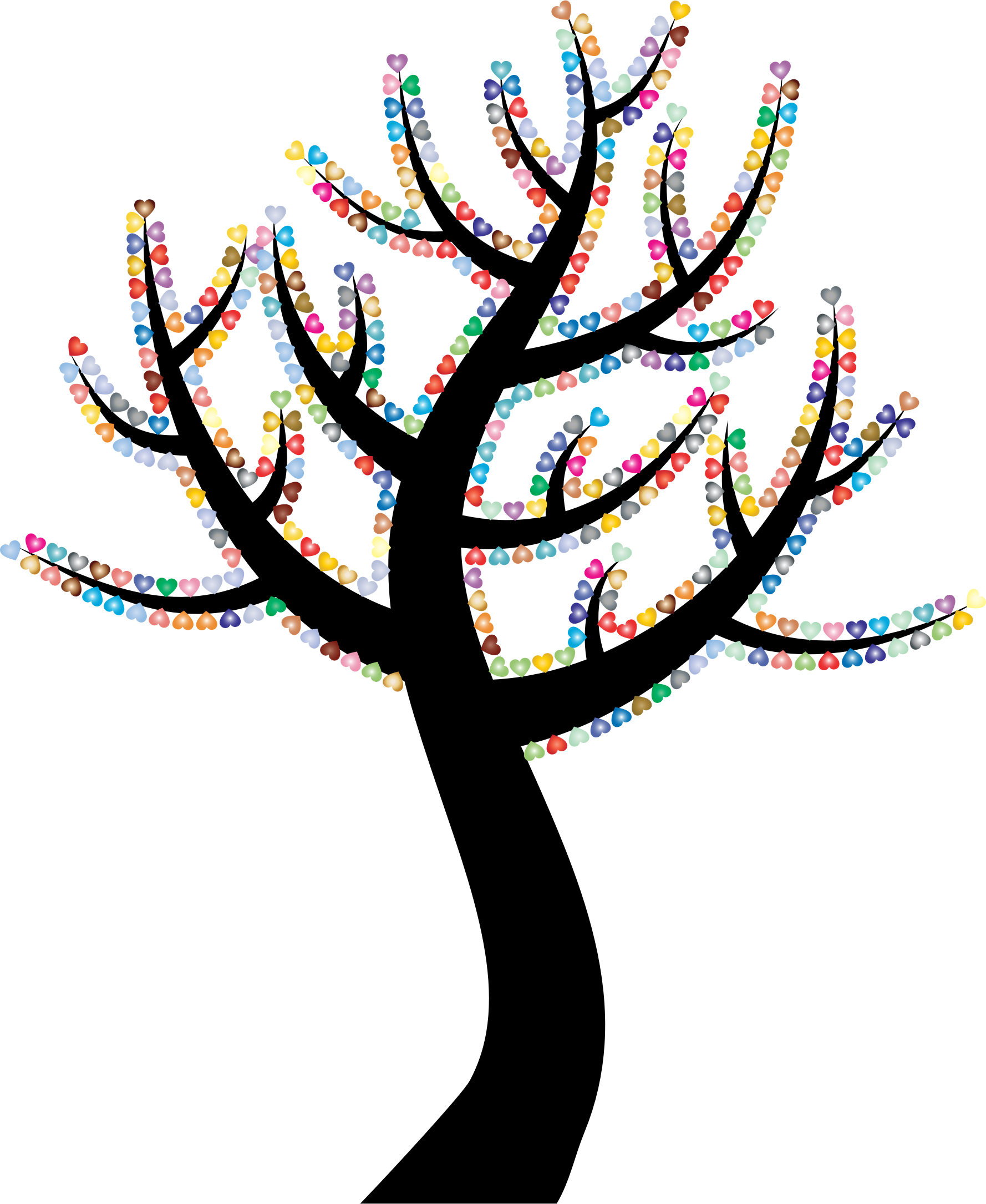 Colorful Valentine Hearts Tree 3 - Clipart Baum (1778x2170)