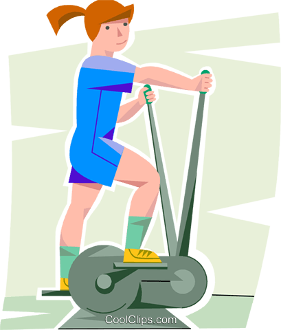 Girl Working Out On A Elliptical Trainer Royalty Free - Elipticle Clip Art (409x480)