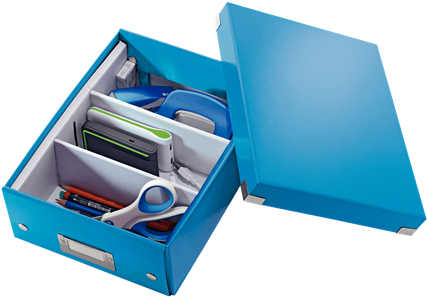 Organiser Box With 2-3 Flexible Compartments - Leitz Click & Store Small Organiser Box Blue (440x307)