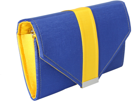 Mini Yellow & Blue Clutch Bag - Blue (590x714)