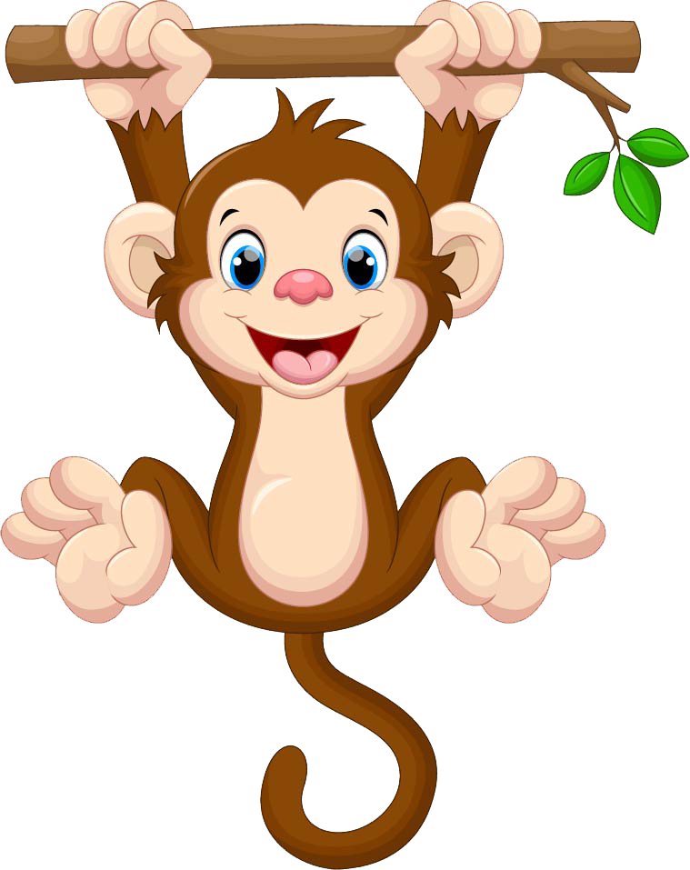 Cartoon Monkey Hanging From A Tree (759x957)