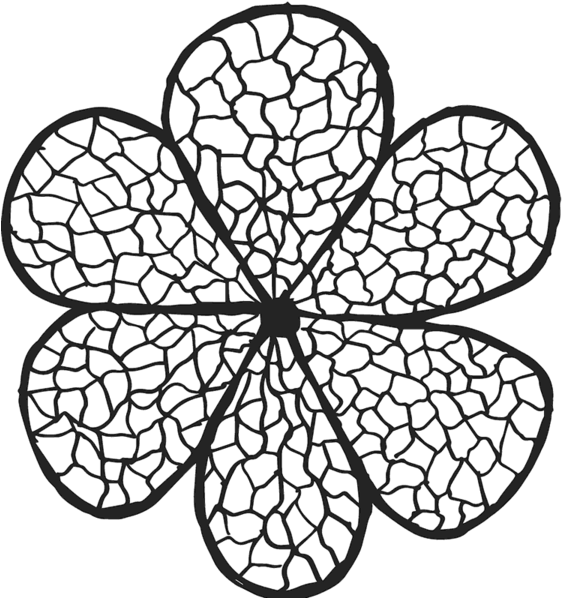 Cobblestone Flower Rubber Stamp - Line Art (600x600)