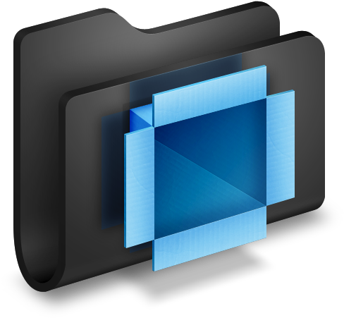 Pixel - Blue Black Folder Icon (512x512)