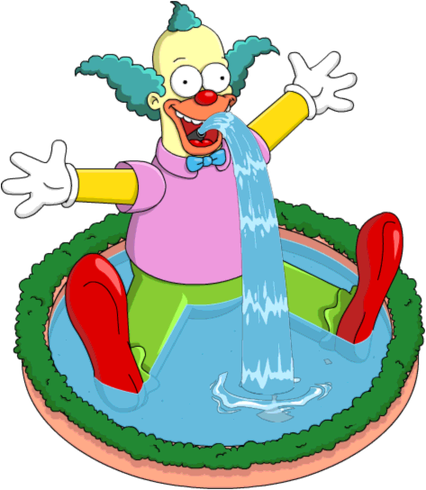 Krusty Fountain - Transparent Gif Simpson Png (473x544)