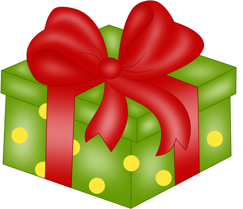 Green Present With Dots And - Gift Wrapping (800x699)