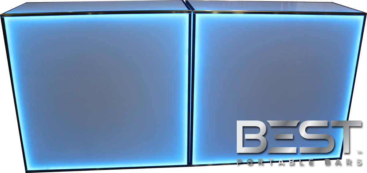 Blue Back-lit Double Wide Plexbox 4 Foot Portable Bar - Flat Panel Display (1200x567)