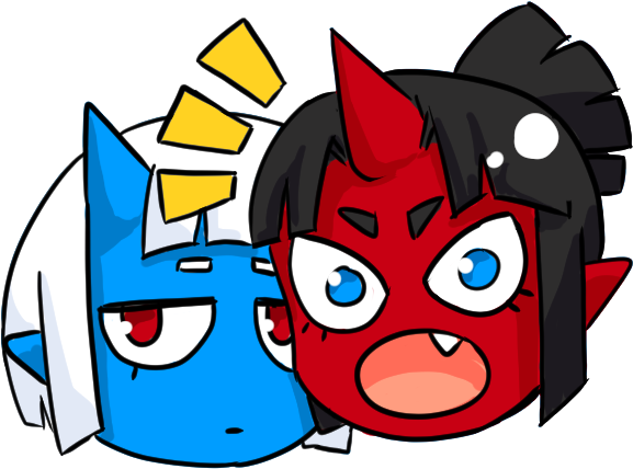 Oni Sister Emote By Hexadecimalstudios - Cartoon (587x432)