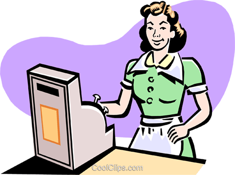 Cashier Royalty Free Vector Clip Art Illustration - Cash Register Person Clipart (480x359)